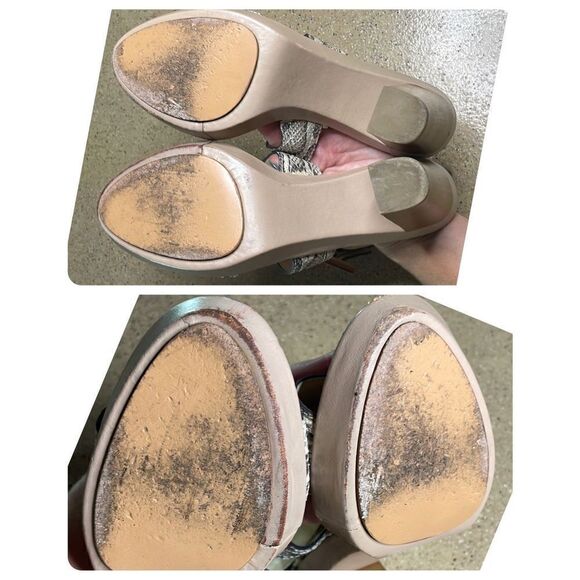 Coach Kensington Snake Print Ankle Wrap Platform Heeled Sandals 8.5 Nude, Taupe - Picture 8 of 12